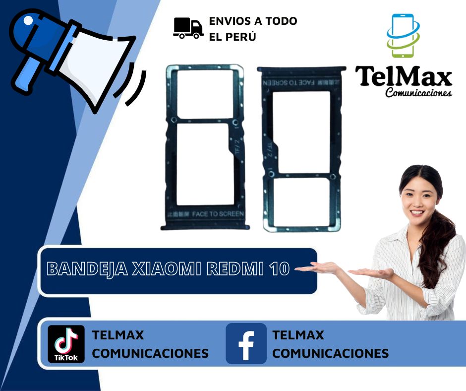 BANDEJA XIAOMI REDMI 10 (Corta)(Negro)