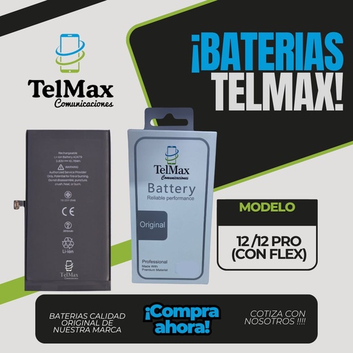 BATERIA IPHONE 12/ 12 PRO (CON FLEX)