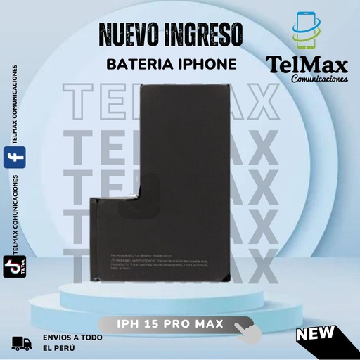 [BI15PMSCO] BATERIA IPHONE 15 PRO MAX (CELDA)(Original)
