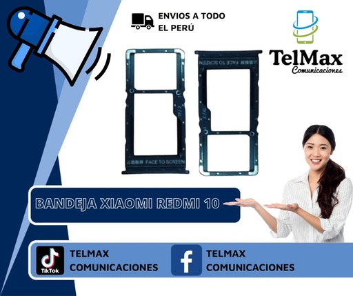 [BXR105G] BANDEJA XIAOMI REDMI 10 (Corta)(Negro)