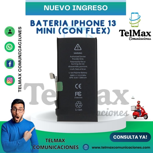 [BI13MOCF] BATERIA IPHONE 13 MINI (CON FLEX)